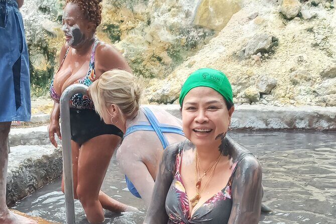 All Inclusive Tour Sulfur Mud Bath, waterfall,Beach & lunch break - What the sulfur mud bath and waterfall time feels like
